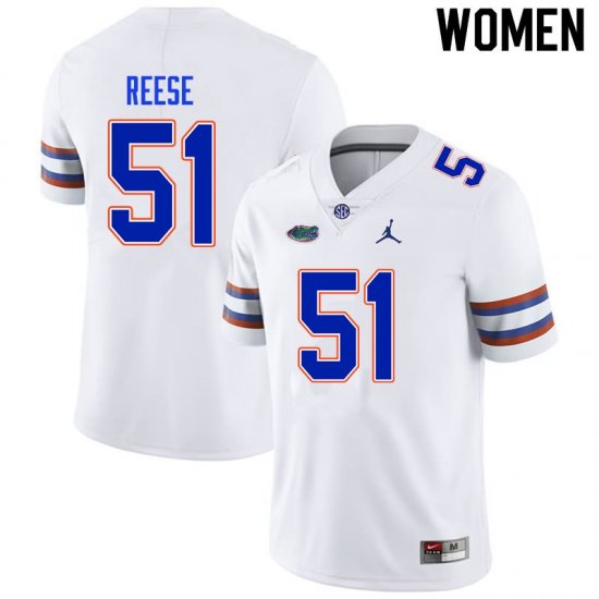 Women's Florida Gators #51 Stewart Reese NCAA Nike White Authentic Stitched College Football Jersey UKM4362QS